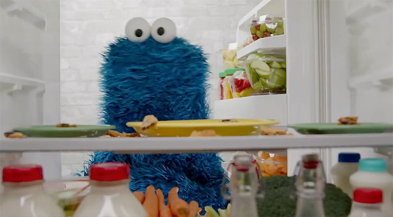 Cookie Monster Raids the Fridge in Super Bowl Ad