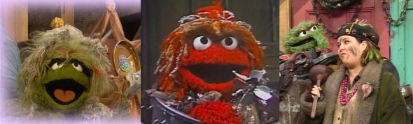 Three Fairy Grouchmothers: Left: Grundgetta. Center: Red Grouch. Right: Rosie O’Donnell.